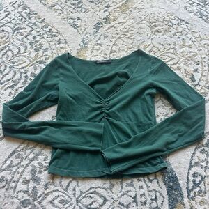 Brandy Melville Green Ruched Crop Top